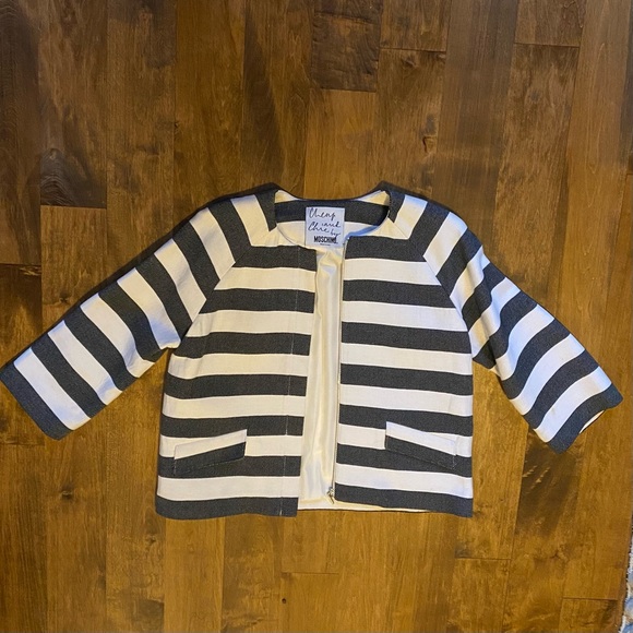 MOSCHINO Italian Nautical Striped Designer Cocoon Blazer 38/M - Picture 4 of 5
